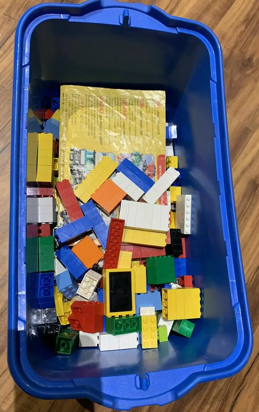 Legos W/ Blue Bin & Lid